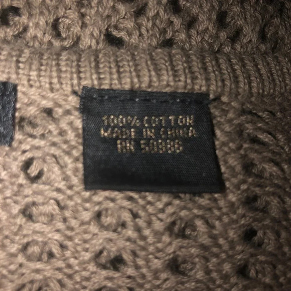 JEANNE PIERRE Sz M Women's Taupe Open-Knit High Low V-Neckline Pullover Sweater - Picture 3 of 7